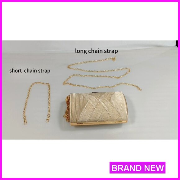 Elegant Evening Clutch with Tassel Removable Chain Straps Formal Wedding Party